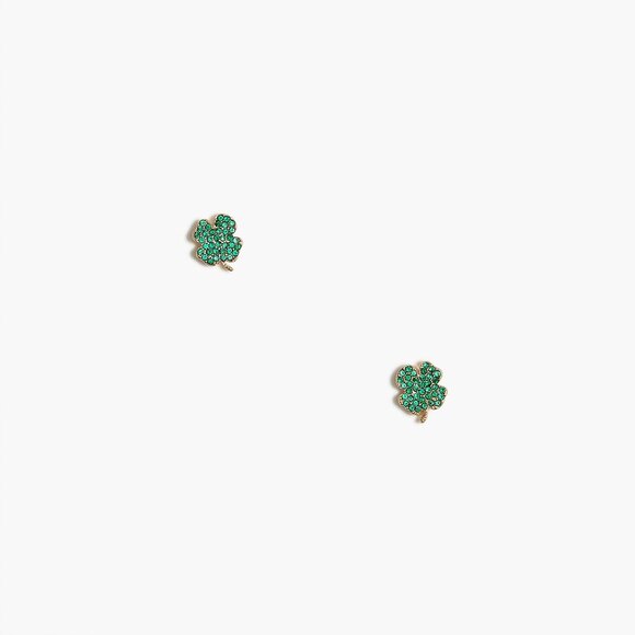 J. Crew Sparkling Green Clover Stud Earrings/NWT - Picture 2 of 8